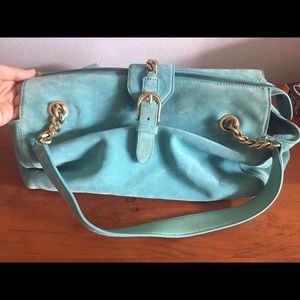 Vintage juicy blue turquoise suede purse